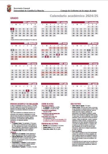 Calendario académico Grado 24-25
