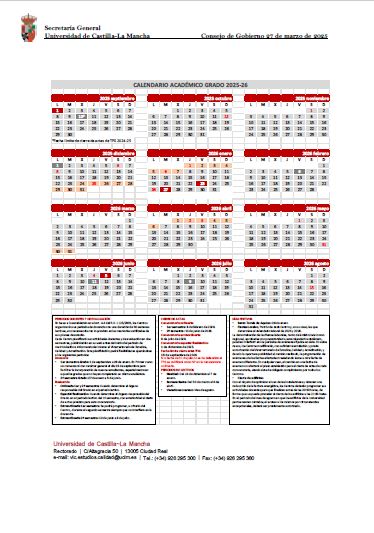 Calendario académico Grado 25-26