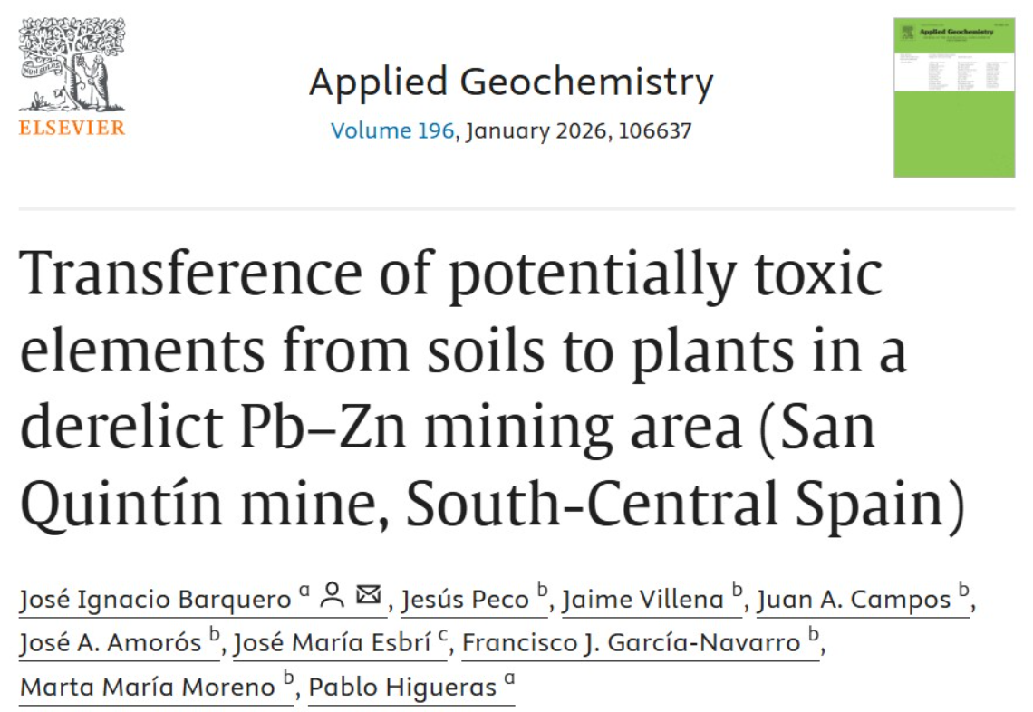 Transferencia de elementos potencialmente tóxicos desde los suelos a las plantas en una zona minera abandonada de Pb–Zn (mina de San Quintín, España centro-meridional)
