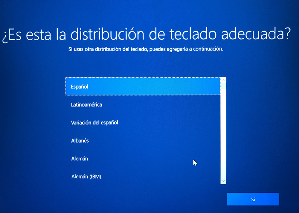 Selecciona configuración del teclado