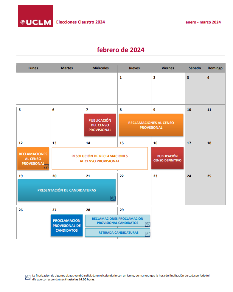 calendar elecciones claustro 2024